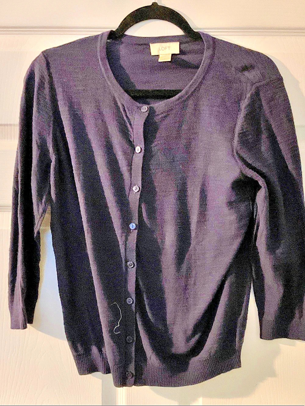 LOFT Button Front Cardigan Sweater navy
